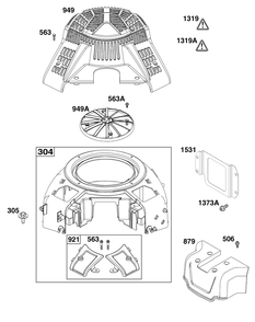 Blower Housing Group Diagram and Parts List for 49E877-0036-Z1  Briggs and Stratton Engine